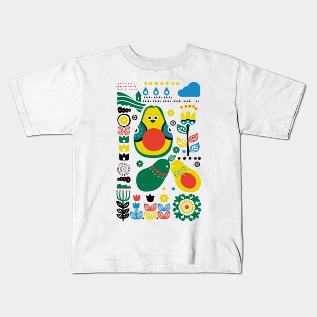 Scandinavian Avocado Kids T-Shirt by huebucket